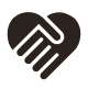 icon depicting a handshake with the outer boundary in the shape of heart