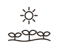 icon of a sun and three sprouting plants